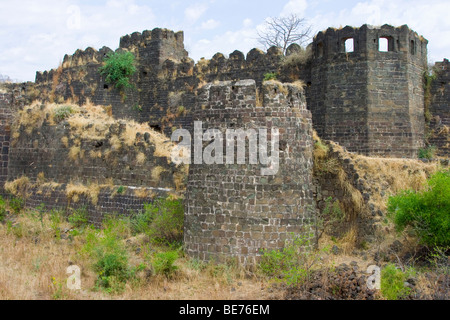 Mauern einer Festung in Daulatabad nahe Aurangabad, Indien Stockfoto