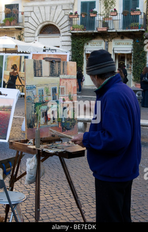 Künstler-Maler auf der Piazza Navona in Rom Italien Stockfoto