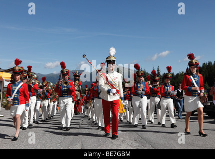 Lokale Musikgruppe, Samson Parade am Mt Katschberg, Samson von St. Michael, Lungau, Salzburg, Salzburg, Österreich, Europa Stockfoto