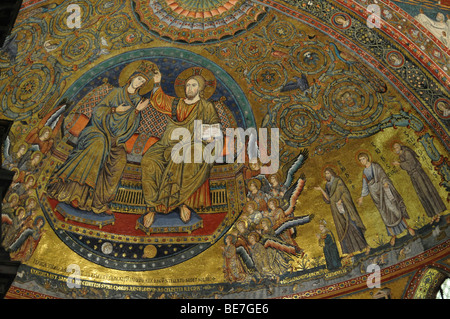 Wandbild hinter dem Altar der Basilika di Santa Maria Maggiore, Altstadt, Rom, Italien, Europa Stockfoto