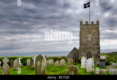 Forrabury Kirche und Friedhof in Boscastle, Cornwall, England, UK Stockfoto