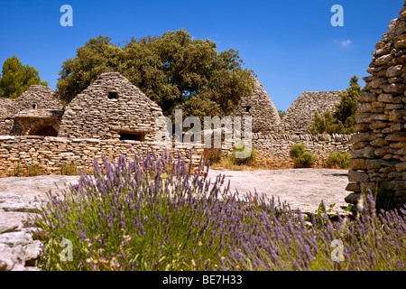 Die Bories - alte Häuser gebaut aus Steinen im Luberon in der Nähe von Gordes, Provence Frankreich Stockfoto