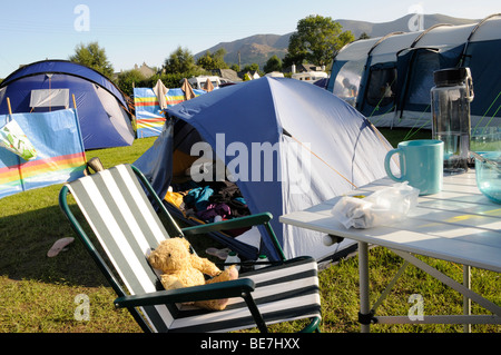 Camping im Lake District auf ein Staycation, Cumbria. Vereinigtes Königreich. Stockfoto