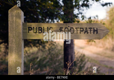 Öffentlichen Fußweg auf Vorfahrt auf Norfolk, England im Herbst Stockfoto