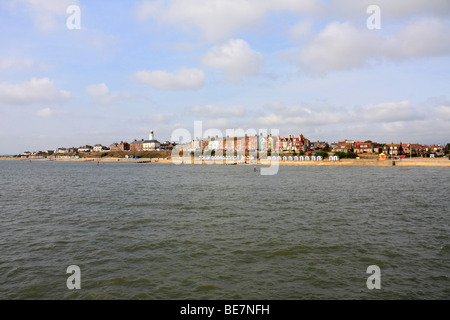 Blick auf die Stadt vom Pier Southwold, Suffolk, England, UK. Stockfoto