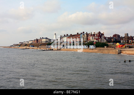 Blick auf die Stadt vom Pier Southwold, Suffolk, England, UK. Stockfoto