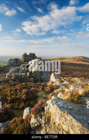 Des Teufels Stuhl, ein Quarzit-Tor auf Stiperstones. Shropshire. England. VEREINIGTES KÖNIGREICH. Stockfoto