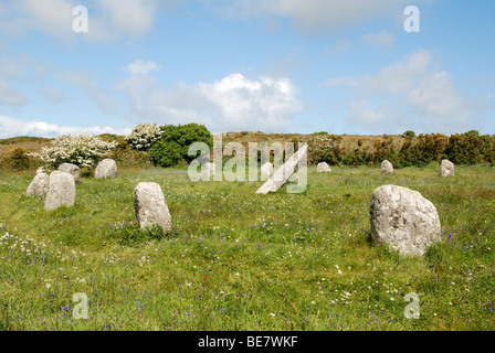 Seilfahrt un, einem alten Steinkreis in der Nähe von st.buryan in Cornwall, Großbritannien Stockfoto