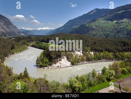 Inn Fluss zwischen Ötztal Bahnhof und Haiming, Inntal-Tal, Tirol, Austria, Europe Stockfoto