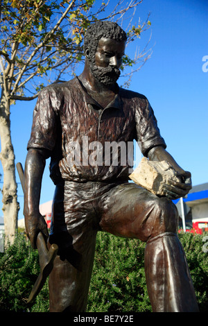 Statue von Gold Miner, Waihi, North Island, Neuseeland. Waihi ist der Ort der Großen Martha Goldmine. Stockfoto