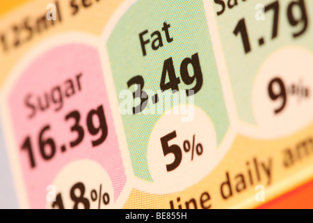 Der Gehalt an Fett verarbeitet Lebensmittel Label Inhalt auf die Kennzeichnung von Lebensmitteln Verpackung