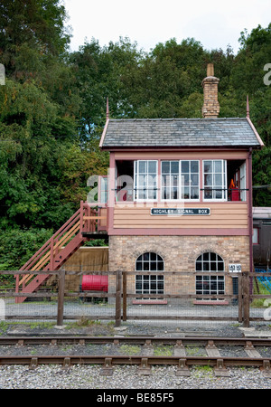 Highley Stellwerk. Highley ist eine Station auf der Severn Valley Railway in Shropshire Stockfoto