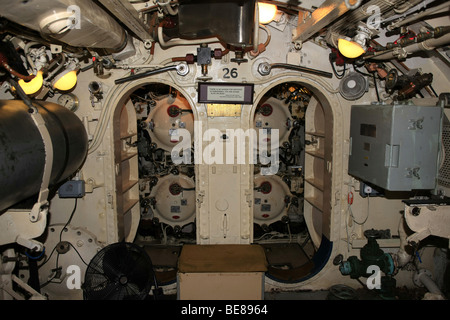 Der Stürmer Röhren Torpedo in HMS Bündnis an die Royal Navy u-Boot Museum Gosport Stockfoto