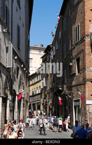 Straße im Zentrum der Altstadt von Siena, Toskana, Italien Stockfoto