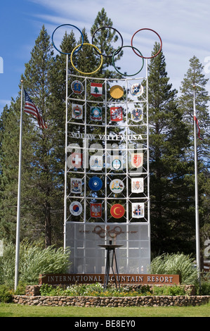 Palisades Tahoe, Squaw Valley Schild Kalifornien Stockfoto