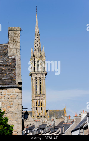 St. Pol de Leon, Notre Dame du Kreisker, mit 77 m, der höchste Kirche Turm der Bretagne, Finistere, Frankreich, Europa Stockfoto