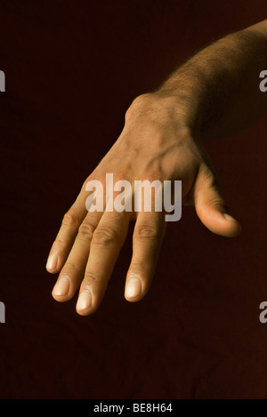 Hand des Mannes zeigen, gepflegte Nägel Stockfoto