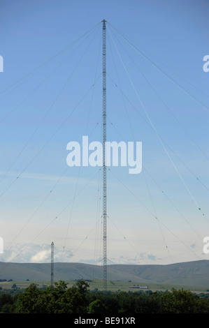 BBC World Service Kurzwellen-Radio Sender Antenne Mast an Skelton, Cumbria. Britains höchste Bauwerk Stockfoto
