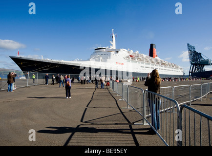 Der letzte Besuch von der QE2 in Greenock im Oktober 2008. Stockfoto