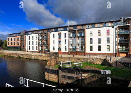 Wakefield Waterfront Development und den Calder und Hebble Navigation, Wakefield, West Yorkshire, England, UK. Stockfoto