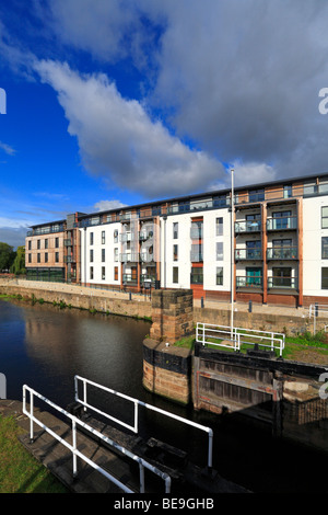 Wakefield Waterfront Development und den Calder und Hebble Navigation, Wakefield, West Yorkshire, England, UK. Stockfoto