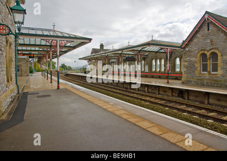 Edwardian Bahnhof Grange restauriert in Sande, Cumbria. Stockfoto