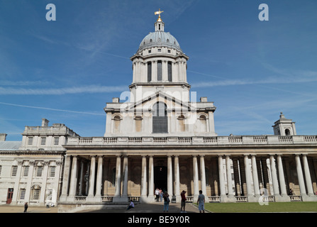 Außenansicht des St Peter & Paulus-Kapelle, Queen Mary Gericht Old Royal Naval College, Greenwich, London, UK. Stockfoto