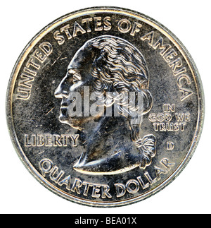 Münze des Quartals einen Dollar isoliert auf weißem Hintergrund Stockfoto