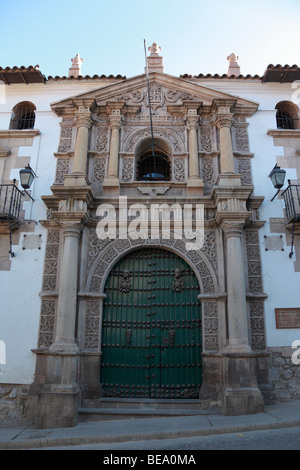 Haupteingang der Casa de la Moneda / ehemaliges Königliches Münzgebäude, Potosi, Bolivien Stockfoto