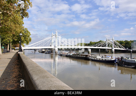 Albert-Brücke von Damm, Chelsea, Royal Borough of Kensington und Chelsea, größere London, England, Vereinigtes Königreich Stockfoto