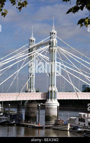 Albert-Brücke von Damm, Chelsea, Royal Borough of Kensington und Chelsea, größere London, England, Vereinigtes Königreich Stockfoto