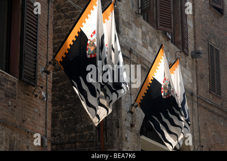 Banner als Teil des Palio di Siena Toskana Italien Stockfoto