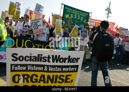 Proteste außerhalb der Labour-Partei-Konferenz in Brighton 2009. Stockfoto