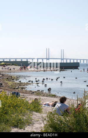 Öresundbrücke Schweden Dänemark Brücken Lastzug Schiene Hochbau Beton zwischen Kopenhagen und Malmö th entnommen Stockfoto