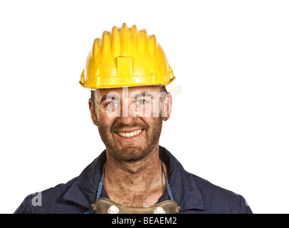 lächelnde junge kaukasischen Arbeiter Schwerindustrie Arbeiter Stockfoto