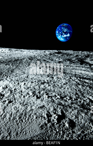 Blick auf die Erde vom Mond Stockfoto