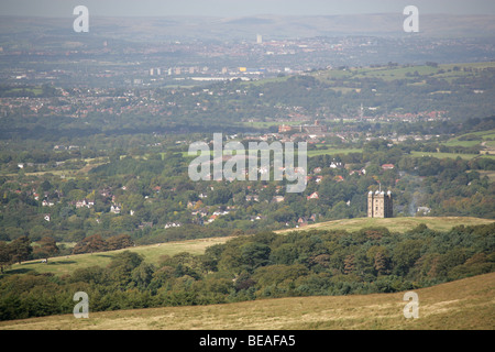 East Cheshire Luftaufnahme, Blick nach Norden vom Gritstone-Trail in der Nähe von sung Hill. Stockfoto