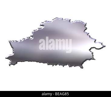 Belarus Silber 3D-Karte Stockfoto