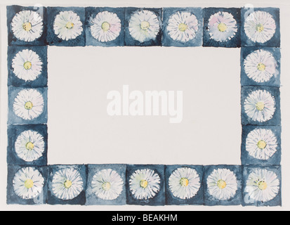 Aquarell-Rahmen mit Blumen aus Stockfoto