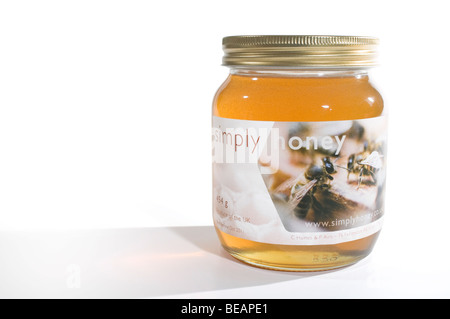 Einfach Honig etikettiert vollen Glas Honig Stockfoto