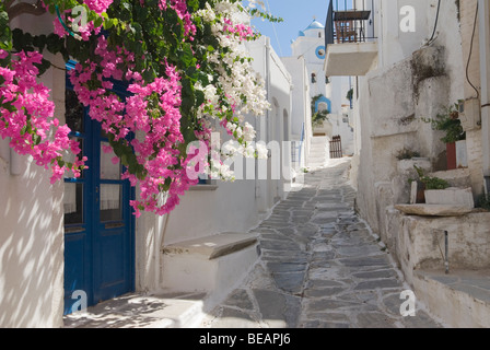 Weiß getünchten Straßen in den griechischen Dorf Lefkes Stockfoto