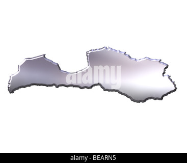 Lettland Silber 3D-Karte Stockfoto