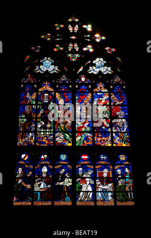 Glasmalerei in der Votivkirche Kirche, Vienna Stockfoto