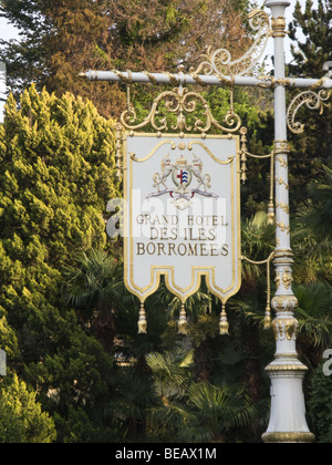 Grand Hotel des Iles Borromees Zeichen, Stresa, Italien Stockfoto