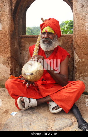 alten Straßenmusiker in Orcha, Indien Stockfoto