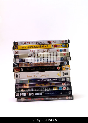 Ein Stapel von DVDs Stockfoto