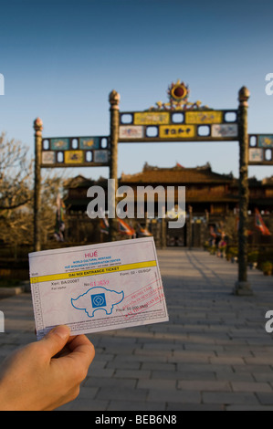 Eintrittskarte zur Stadt Hue/Zitadelle, Hue, Vietnam Stockfoto