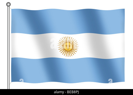 Flagge Argentiniens winken (mit Clipping-Pfad) Stockfoto