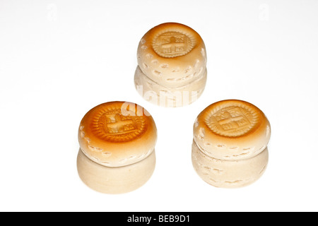 Übrigbleibende - Brote kleine Brot in christlichen Liturgien der russischen orthodoxen Kirche verwendet. Stockfoto