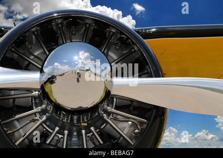 Propeller und Motor der Vintage Flugzeug Stockfoto